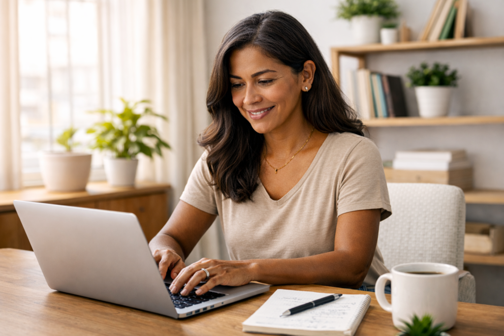 Persona organizando ideas con ayuda de inteligencia artificial
